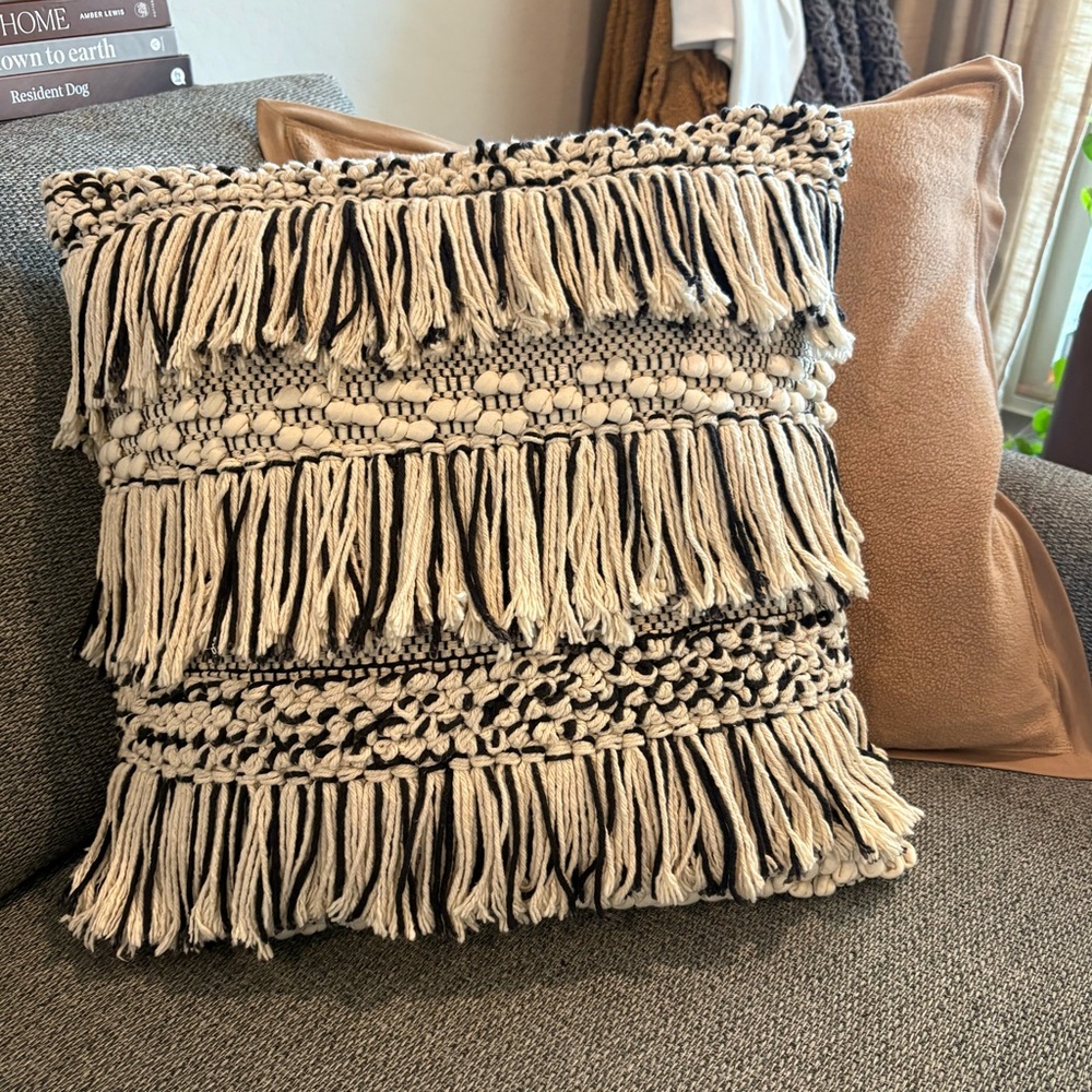 Boho Fringe Throw Pillow